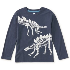 Tea Collection Blue Fossil Stegosaurus LS Tee