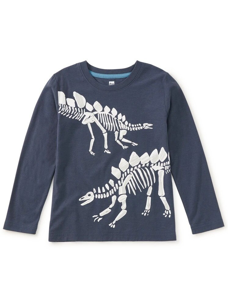 Tea Collection Blue Fossil Stegosaurus LS Tee