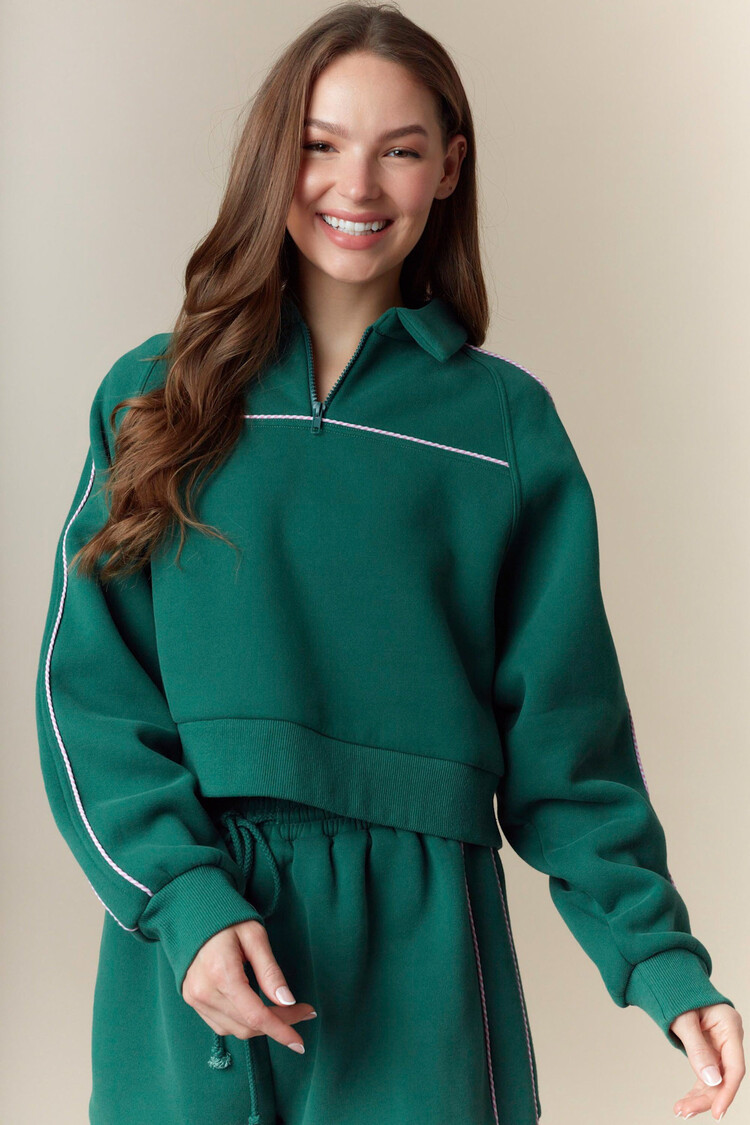 Peach Love Hunter Green With Pink Pullover