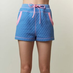 Peach Love Royal Blue and Pink Quilted Shorts