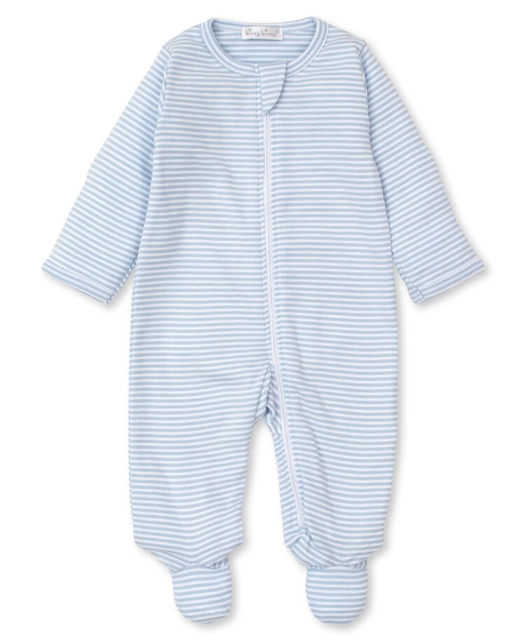 Kissy Kissy Blue Stripe Zip Footie