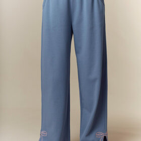 Peach Love Dusty Blue Bow Detail Pants