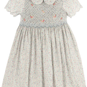 Luli&Me Blue Fall Blossom Smock Dress