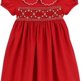 Luli&Me Red Classic Smocked Dress