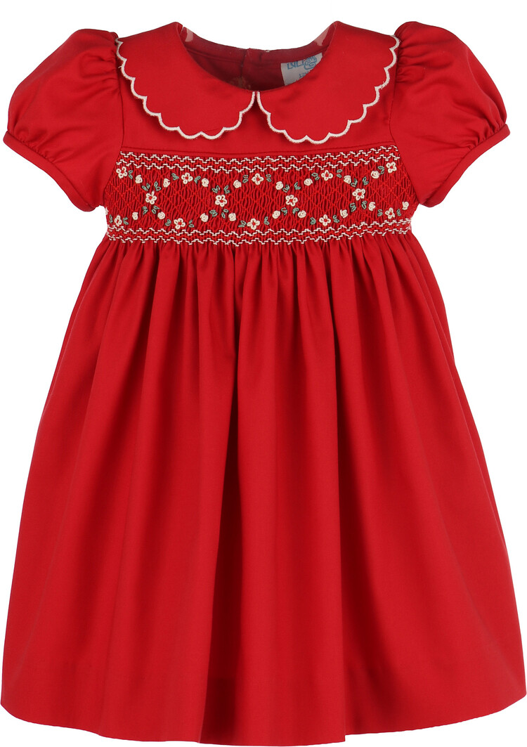 Luli&Me Red Classic Smocked Dress