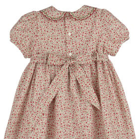 Luli&Me Red Mulberry Floral Smocked Dress