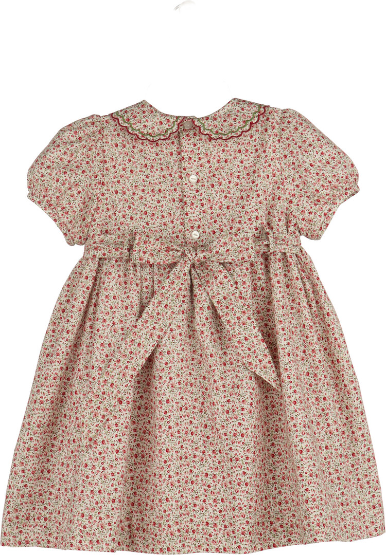 Luli&Me Red Mulberry Floral Smocked Dress