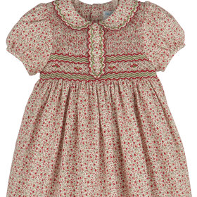 Luli&Me Red Mulberry Floral Smocked Dress