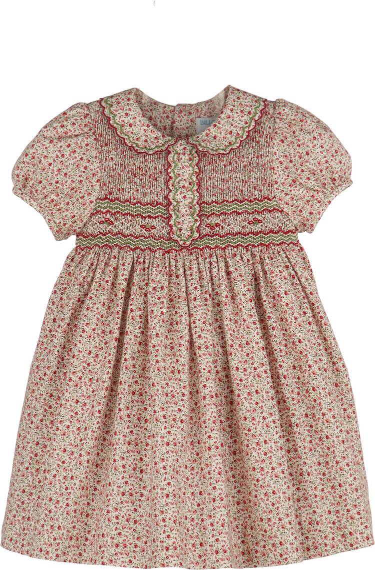 Luli&Me Red Mulberry Floral Smocked Dress