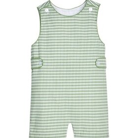 Little English Button Tab John John - Watercress Gingham