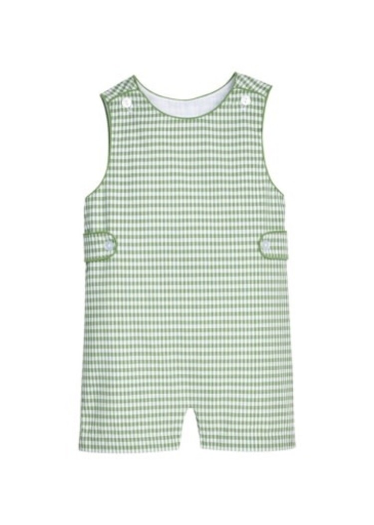 Little English Button Tab John John - Watercress Gingham