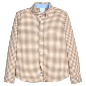 Little English Khaki Gingham Button Down Shirt