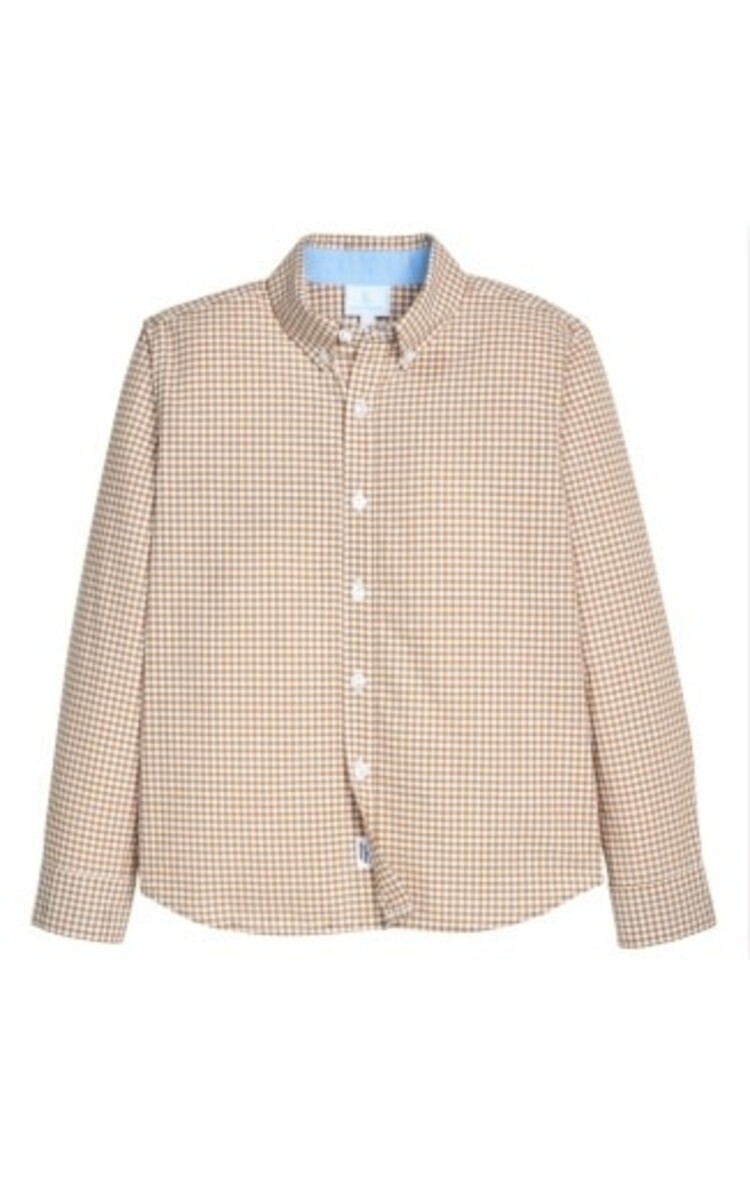 Little English Khaki Gingham Button Down Shirt