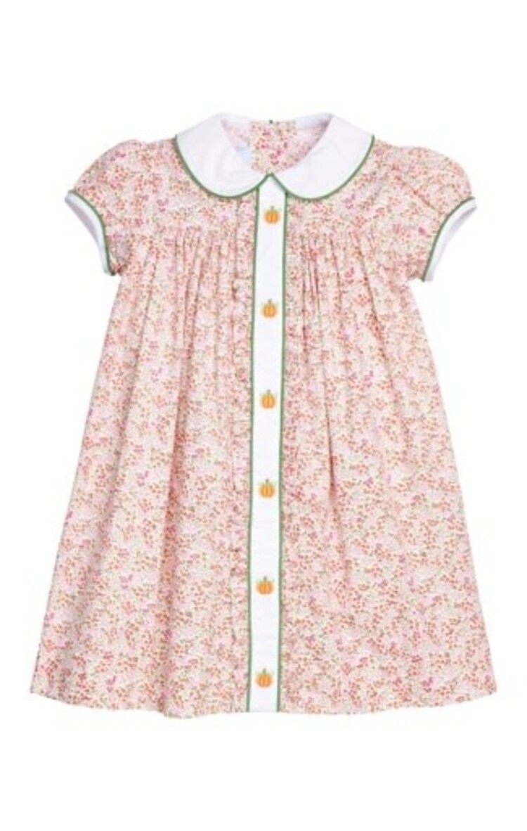 Little English Ruffled Sally Dress - Pumpkins