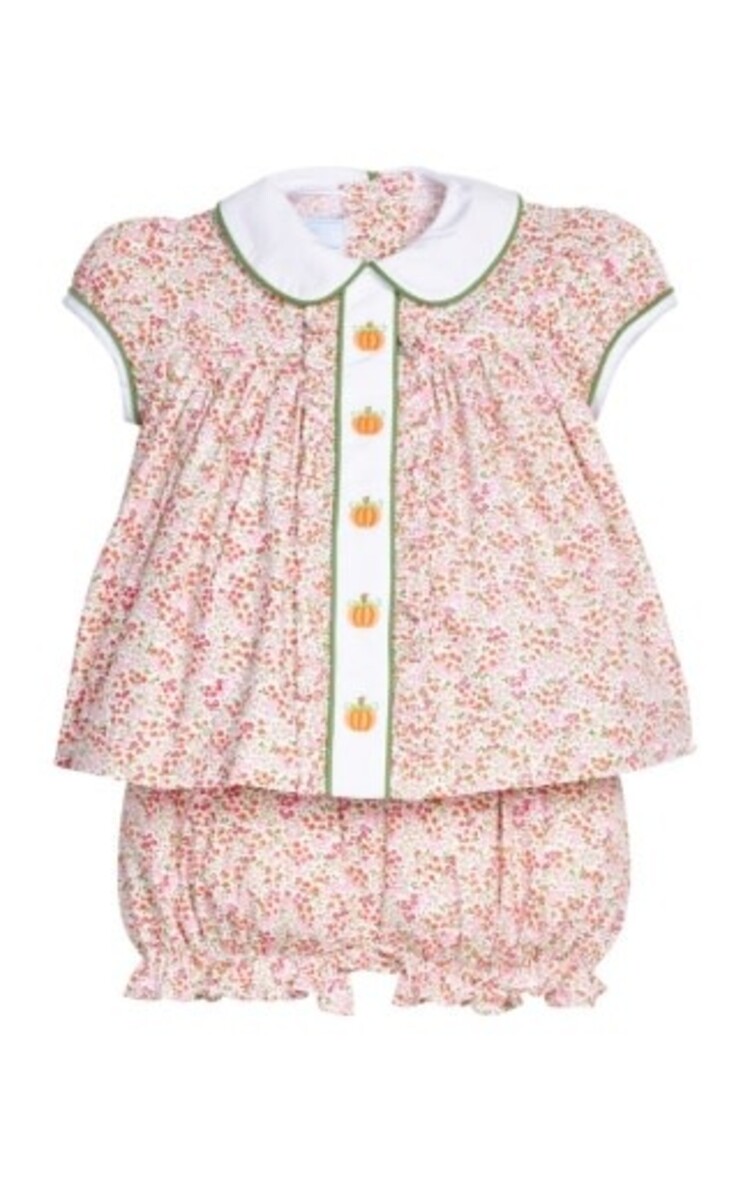 Little English Ruffled Sally Bloomer Set - Pumpkins