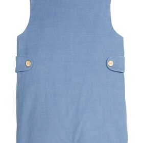 Little English Button Tab John John - Stormy Blue Corduroy