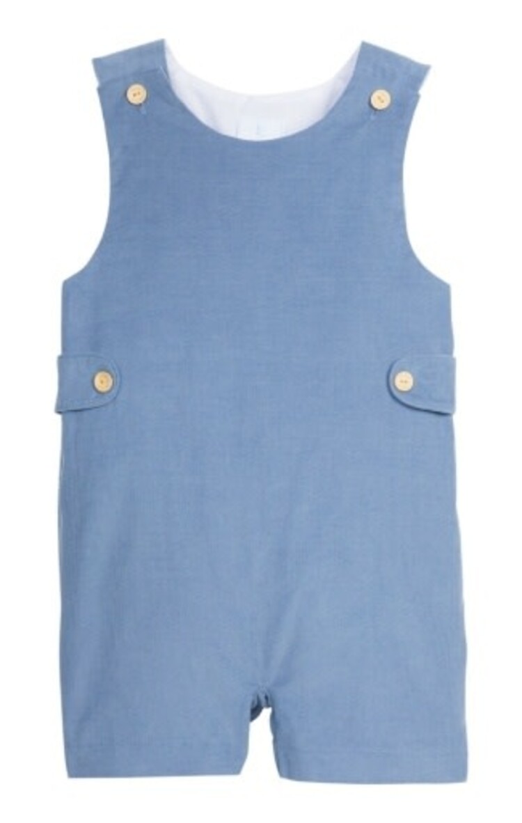 Little English Button Tab John John - Stormy Blue Corduroy