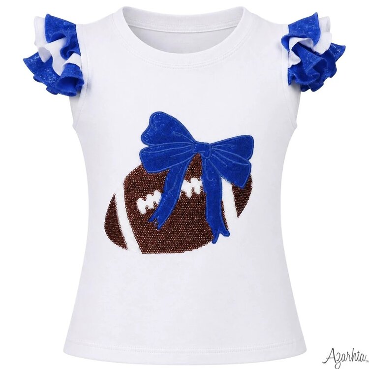 Azarhia Sequin Football Ruffle Sleeve Top