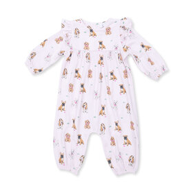 Angel Dear Bestie Dogs Pink Ruffle Sleeve Romper