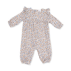 Angel Dear Blue Hazel Floral Ruffle Sleeve Romper