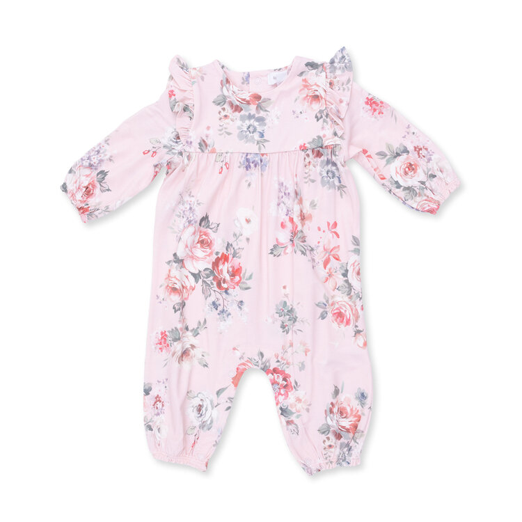 Angel Dear Painterly Rose Bouquet Ruff Romper