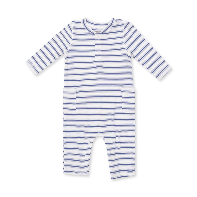 Angel Dear Vintage Stripe Blue Romper