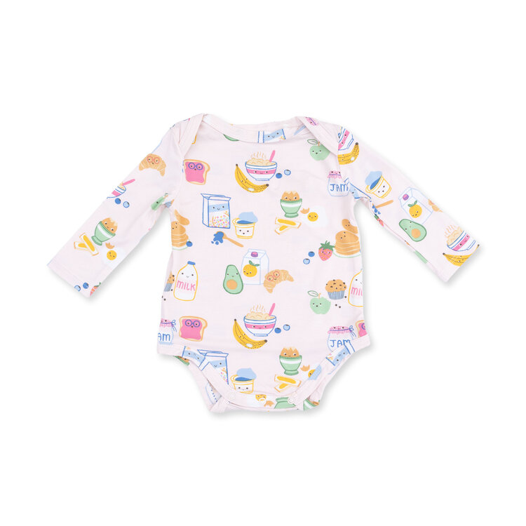 Angel Dear Breakfast Club Pink Long Sleeve Bodysuit