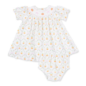 Angel Dear Pretty Pumpkin Trellis Bishop Dress and Bloomer