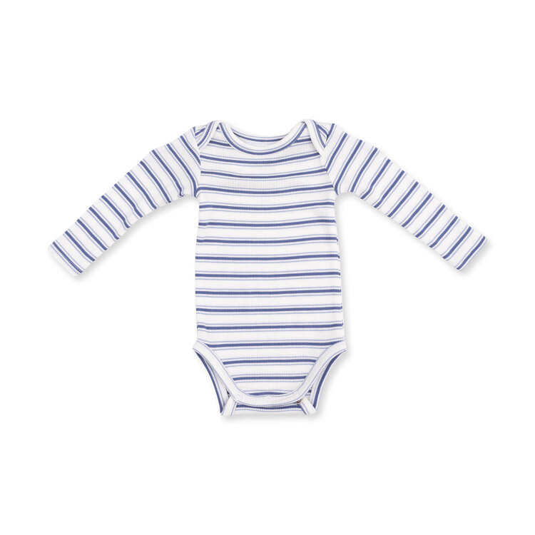 Angel Dear Vintage Stripe Blue Bodysuit