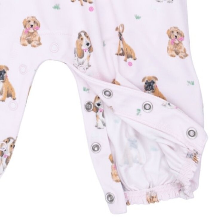 Angel Dear Bestie Dogs Pink Ruffle Sleeve Romper