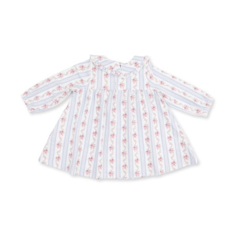 Angel Dear Anna Floral Stripe - Long Sleeve Peter Pan Ruffle Collar Dress and Bloomer
