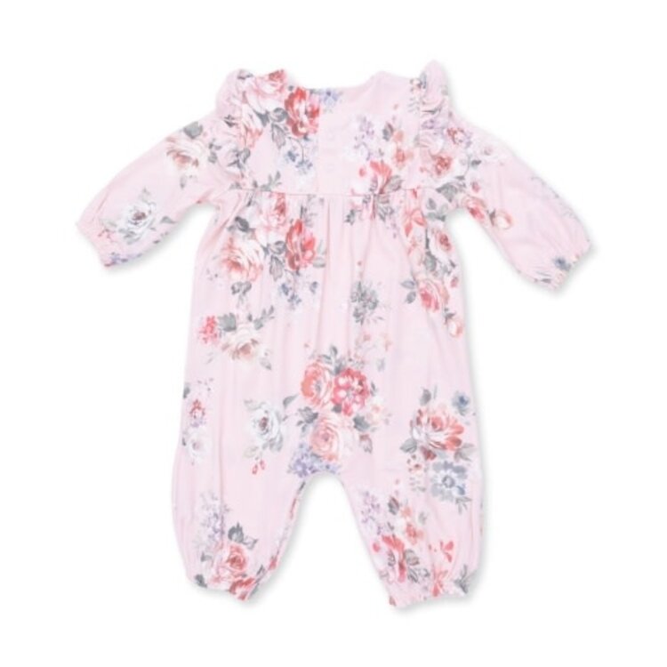 Angel Dear Painterly Rose Bouquet Ruff Romper
