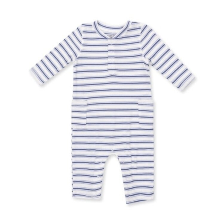 Angel Dear Vintage Stripe Blue Romper