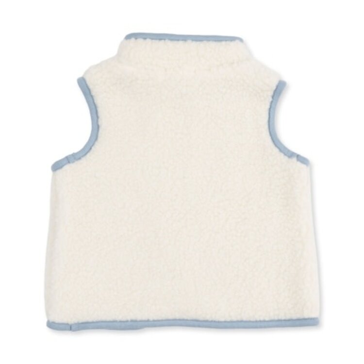 Angel Dear Sherpa Cream & Blue Zip Vest