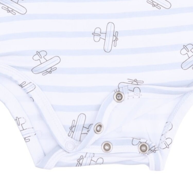Angel Dear Airplane Stripe Henley Bodysuit