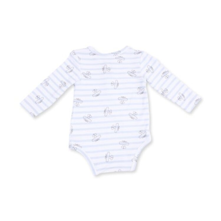 Angel Dear Airplane Stripe Henley Bodysuit