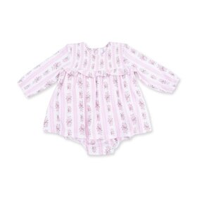 Angel Dear Bella Rose Stripe - Long Sleeve Smocked Ruffle Bubble with Skirt