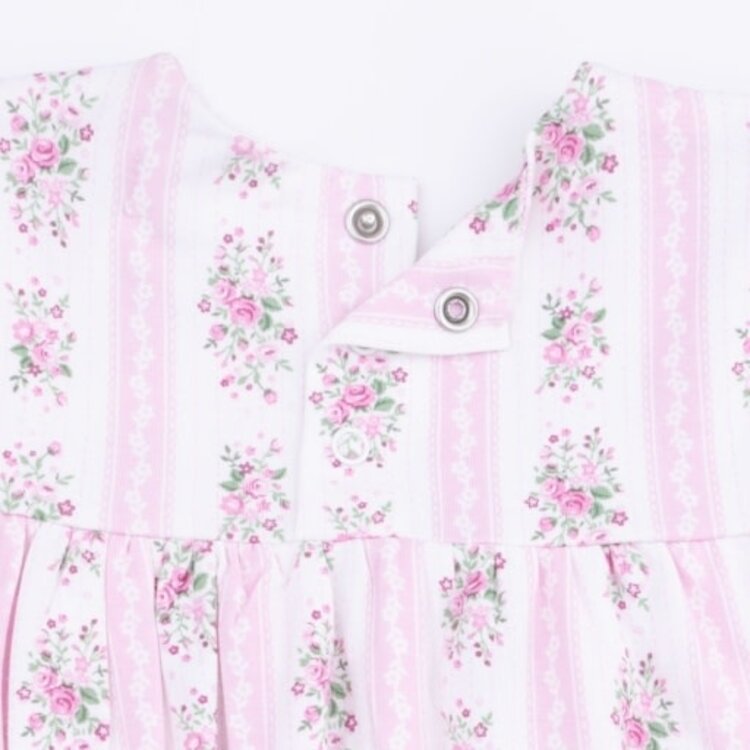 Angel Dear Bella Rose Stripe - Long Sleeve Smocked Ruffle Bubble with Skirt