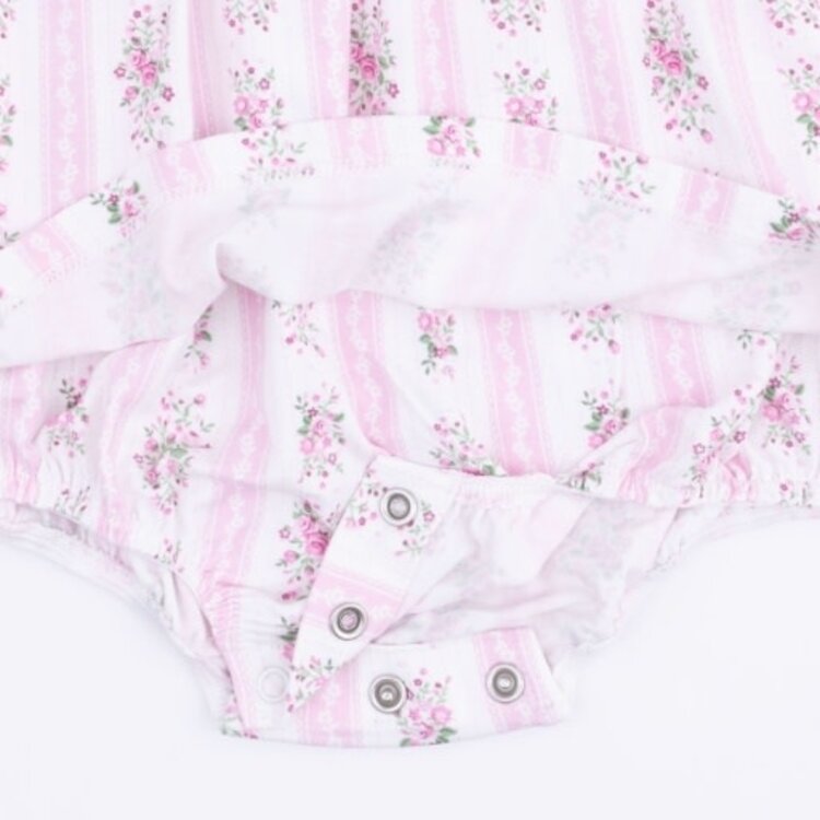 Angel Dear Bella Rose Stripe - Long Sleeve Smocked Ruffle Bubble with Skirt