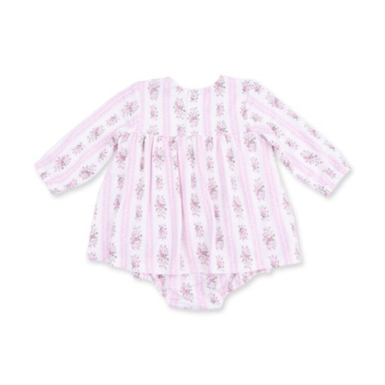 Angel Dear Bella Rose Stripe - Long Sleeve Smocked Ruffle Bubble with Skirt