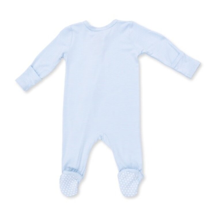 Angel Dear Football Blue Micro Stripe - 2 Way Zipper Footie