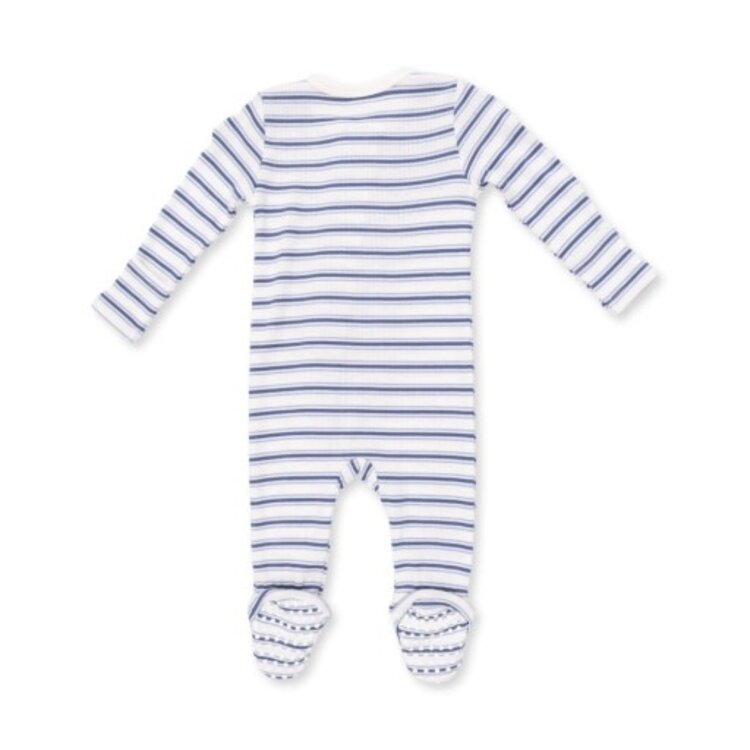 Angel Dear Vintage Stripe Blue - 2 Way Zipper Footie