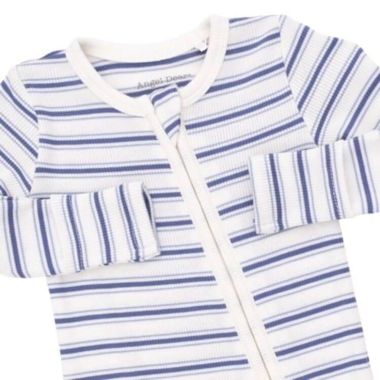 Angel Dear Vintage Stripe Blue - 2 Way Zipper Footie