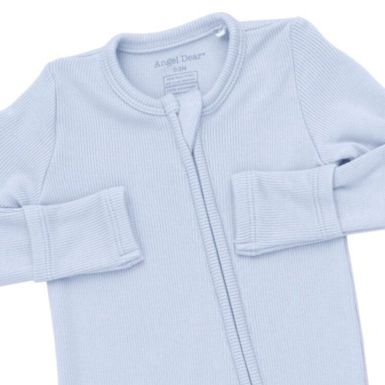 Angel Dear Solid Sheer Blue Rib - 2 Way Zipper Footie