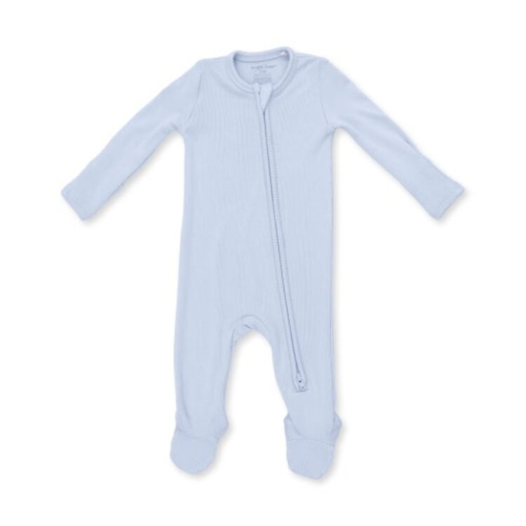 Angel Dear Solid Sheer Blue Rib - 2 Way Zipper Footie