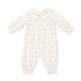 Angel Dear Pretty Pumpkin Trellis - Smocked Long Sleeve Romper