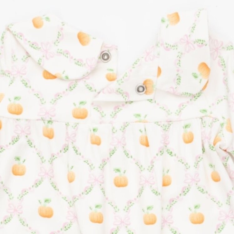 Angel Dear Pretty Pumpkin Trellis - Smocked Long Sleeve Romper