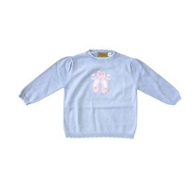 Luigi Kids Blue Ballet Slippers Scalloped Neck Sweater