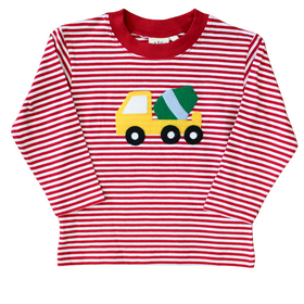 Luigi Kids Red Stripe Cement Mixer LS Shirt
