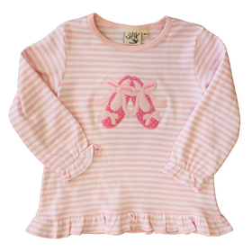 Luigi Kids Pink Stripe Ballet Slippers Swing Top